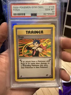 Pokemon Cards Koga 106/132 Unlimited Gym Challenge WOTC Non Holo PSA 10 ~ Pop 25 - Image 1