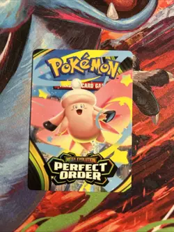 Pokemon TCG Perfect Order Game Tip Card From Pre Release Deck Mega Clefable - Image 1