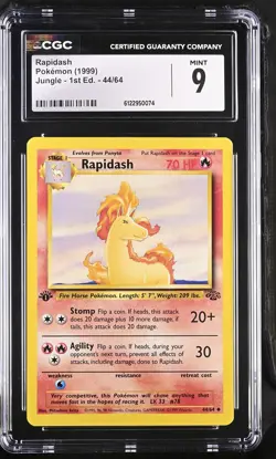 CGC 9 MINT Rapidash 1999 Jungle 1st Edition 44/64 Pokemon Card - Image 1