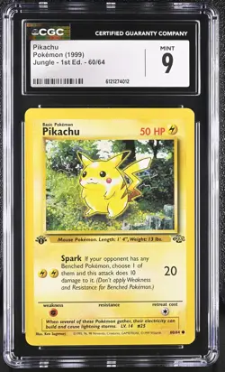 CGC 9 MINT Pikachu 1999 Jungle 1st Edition 60/64 Pokemon Card - Image 1