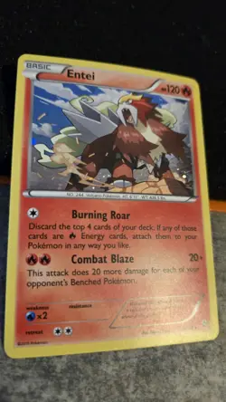 Pokemon TCG Entei XY Ancient Origins 14/98 Cosmos Holo Rare Card Played LP - Image 3