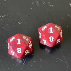 2 Red MTG Magic the Gathering Spindown Dice: Magic Origins + Planeswalker Symbol - Image 2