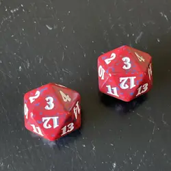 2 Red MTG Magic the Gathering Spindown Dice: Magic Origins + Planeswalker Symbol - Image 4