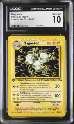 CGC 10 Magneton 26/62 Rare 1st Edition Fossil Pokemon Card - Image 1