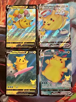 Pokemon TCG Celebrations Holo V VMAX Full Art Flying Pikachu Surfing Pikachu - Image 1