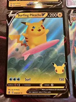 Pokemon TCG Celebrations Holo V VMAX Full Art Flying Pikachu Surfing Pikachu - Image 2