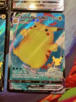 Pokemon TCG Celebrations Holo V VMAX Full Art Flying Pikachu Surfing Pikachu - Image 3