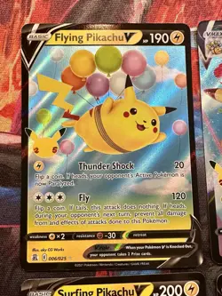 Pokemon TCG Celebrations Holo V VMAX Full Art Flying Pikachu Surfing Pikachu - Image 5