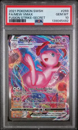 2021 POKEMON SWORD & SHIELD FUSION STRIKE SECRET #269 FULL ART/MEW VMAX PSA 10 - Image 1