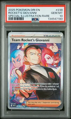 2025 POKEMON DRI EN-DESTINED RIVALS #238 TEAM ROCKET'S GIOVANNI PSA 10 - Image 1