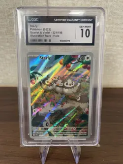 CGC 10 Starly 221/198 2023 Scarlet & Violet Illustration Rare Holo TCG Pokemon - Image 1