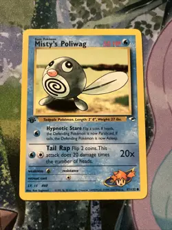 2000 Pokemon Gym Heroes 1st Edition Misty's Poliwag #87/132 LP - Image 3