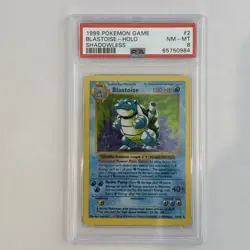 1999 POKEMON GAME SHADOWLESS #2 BLASTOISE-HOLO PSA 8 - Image 1
