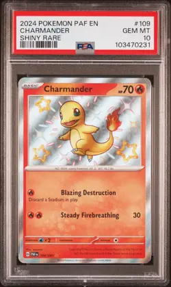 024 Pokemon Paldean Fates Charmander 109/091 Shiny Rare PSA 10 - Image 1