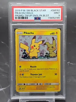 2019 Pokemon Pikachu SM162 Black Star Promo Holo (Team Up) PSA 9 - Image 1