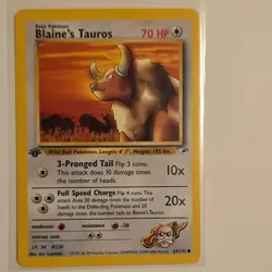 Pokemon TCG Blaine's Tauros Gym Heroes 64/132 1st Edition Common Wizards - Image 1