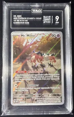 2023 POKEMON EN-151 ILLUSTRATION RARE #179 MR. MIME TAG 9 MINT - Image 1