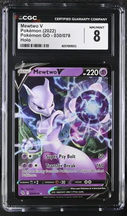Pokemon TCG Mewtwo V Pokemon Go 030/078 Holo CGC 8 - Image 1