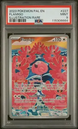2023 POKEMON PAL EN-PALDEA EVOLVED ILLUSTRATION RARE #227 FLAMIGO PSA 9 - Image 1