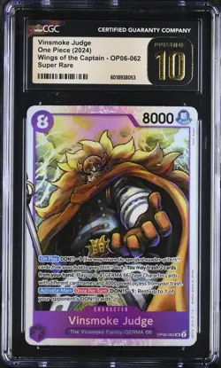 One Piece Vinsmoke Judge OP06-062 Wings of the Captain Foil CGC PRISTINE 10 - Image 1