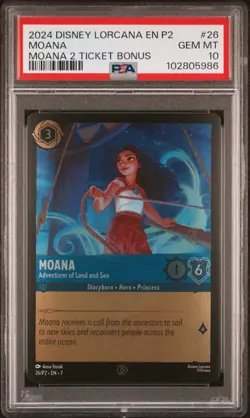 2024 Disney Lorcana EN P2 Moana Promo Adventurer of the Land and Sea PSA 10 - Image 1