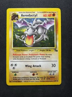 Pokemon TCG Aerodactyl Fossil Holo Card 1/62 Unlimited Rare - Image 1