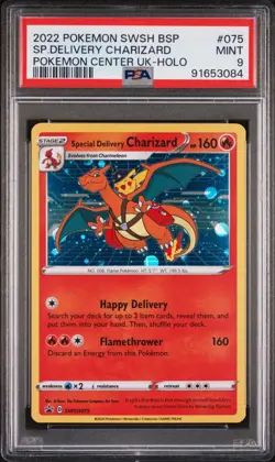 2022 POKEMON SWSH BLACK STAR PROMO #075 SPECIAL DELIVERY CHARIZARD-HOLO PSA 9 - Image 1