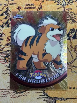 Pokemon 2000 Topps Chrome Pokemon Series 1 #58 Growlithe Pokemon T.V. NM - Image 1