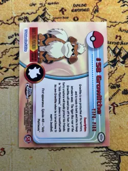 Pokemon 2000 Topps Chrome Pokemon Series 1 #58 Growlithe Pokemon T.V. NM - Image 2