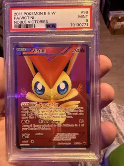 Pokemon TCG Victini Full Art Holo Ultra Rare Noble Victories 98/101 PSA 9 2011 - Image 1