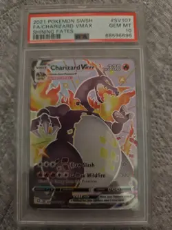 2021 POKEMON SWORD & SHIELD SHINING FATES #SV107 FULL ART/CHARIZARD VMAX PSA 10 - Image 1