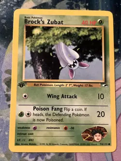 Pokemon TCG Gym Heroes 1st Edition Brock's Zubat Common 74/132 - Image 1