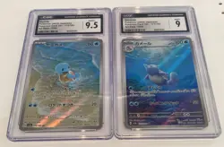 Squirtle Wartortle Art Rare Holo Pokemon 151 Japanese 2 Slab Lot - Image 1