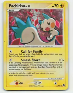 2008 Pokemon, Great Encounters, #5/106 Pachirisu, Holo Rare - Image 1