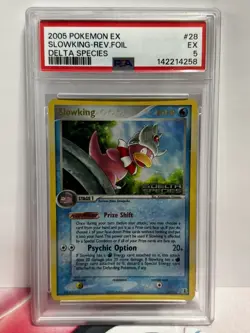2005 POKEMON EX DELTA SPECIES #28 SLOWKING-REVERSE FOIL PSA 5 Stamp - Image 1