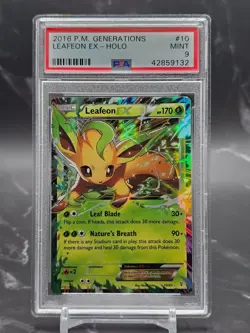 2016 Pokemon XY Generations Leafeon EX 10/83 PSA 9 Mint Holo Ultra Rare - Image 1