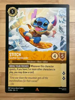 DISNEY LORCANA WINTERSPELL STITCH CAREFREE SNOWBOARDER GIANT CARD STORE DISPLAY - Image 1