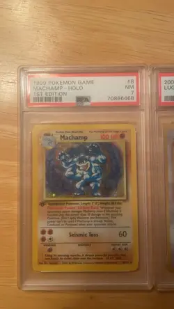 Pokemon Machamp 1st Edition Holo PSA 7 & Lugia Neo Holo PSA 9 Mixed Card Lot - Image 1