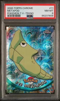 METAPOD #11 TEKNO HOLO TOPPS CHROME SET ORIGINAL POKEMON CARD COLLECTION PSA 8 - Image 1