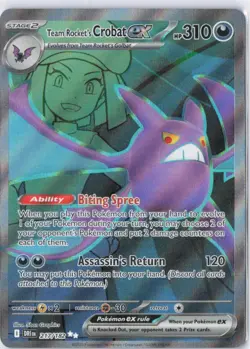 Pokemon Team Rockets Crobat EX 217/182 Ultra Rare Full Art Destined Rivals - Image 1