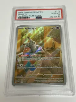Mimikyu SVP075 Black Star Promo Paldean Fates Full Art Holo Pokemon TCG PSA 10 - Image 1