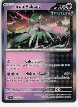Iron Valiant - 080/162 Rare Holo SV05: Temporal Forces NM Pokemon - Image 1