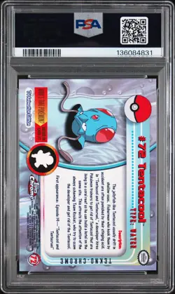 2000 TOPPS CHROME POKEMON T.V. TEKNO #72 TENTACOOL PSA 8 - Image 2