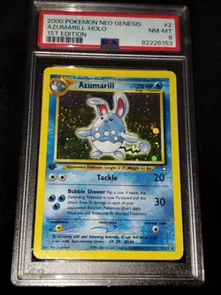 Pokemon 2000 Neo Genesis Azumarill Holo 1st Edition PSA 8 Near Mint - Image 1