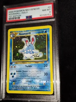 Pokemon 2000 Neo Genesis Azumarill Holo 1st Edition PSA 8 Near Mint - Image 2