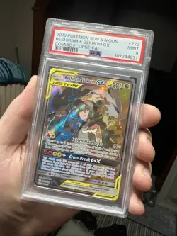 PSA 9 Reshiram & Zekrom Gx #222 2019 Pokemon Sun & Moon Cosmic Eclipse - Image 2