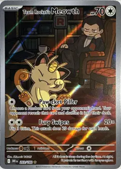 Team Rocket's Meowth 203/182 Illustration Rare Destined Rivals Pokemon Near Mint - Image 1