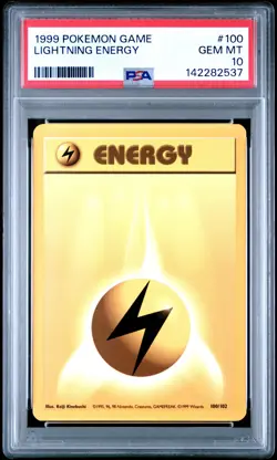 1999 POKEMON GAME #100 LIGHTNING ENERGY PSA 10 - Image 1