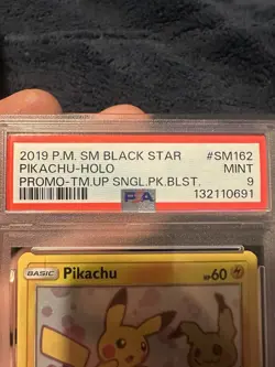 2019 Pokemon Sun & Moon Black Star Promos Holo Pikachu Mimikyu #SM162 PSA Mint 9 - Image 3