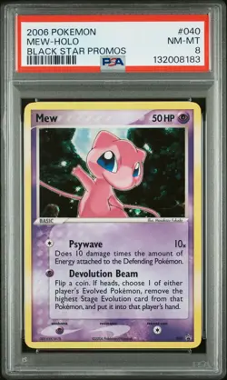 2006 POKEMON BLACK STAR PROMOS #040 MEW-HOLO PSA 8 - Image 1
